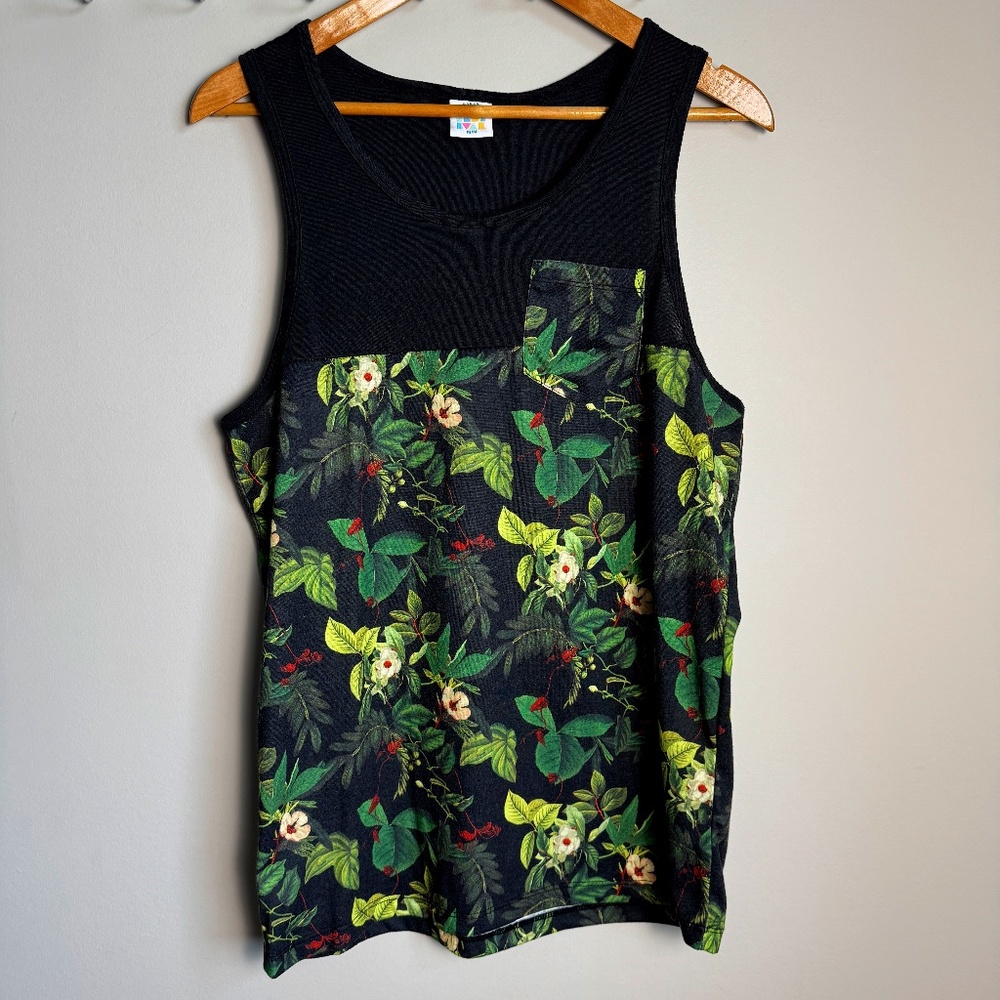 Urban Heritage Festival Men's Forest Floral‎ Tank Top Green Medium Muscle Beach